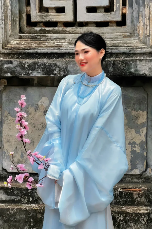 A23: Tơ óng Xanh Trời Lót Trắng