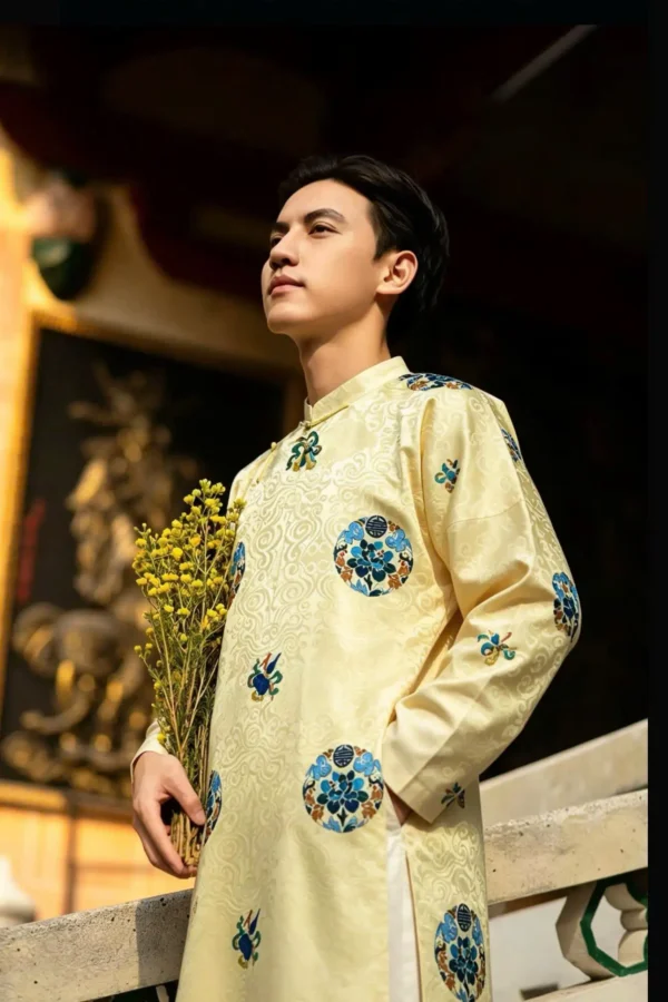GC10: Gấm in ổ Tròn Vàng Nhạt